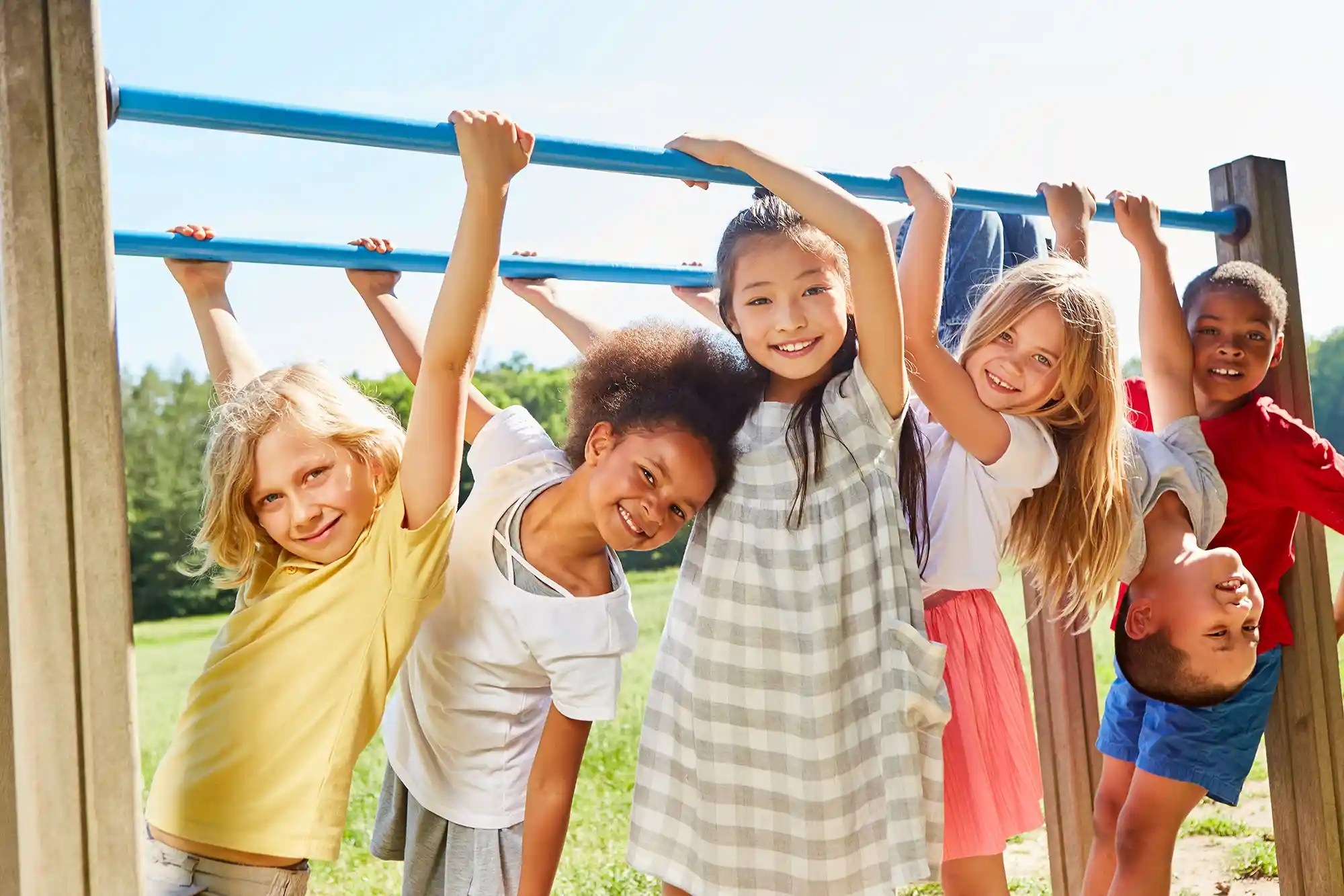 Kids playing at an outdoor park