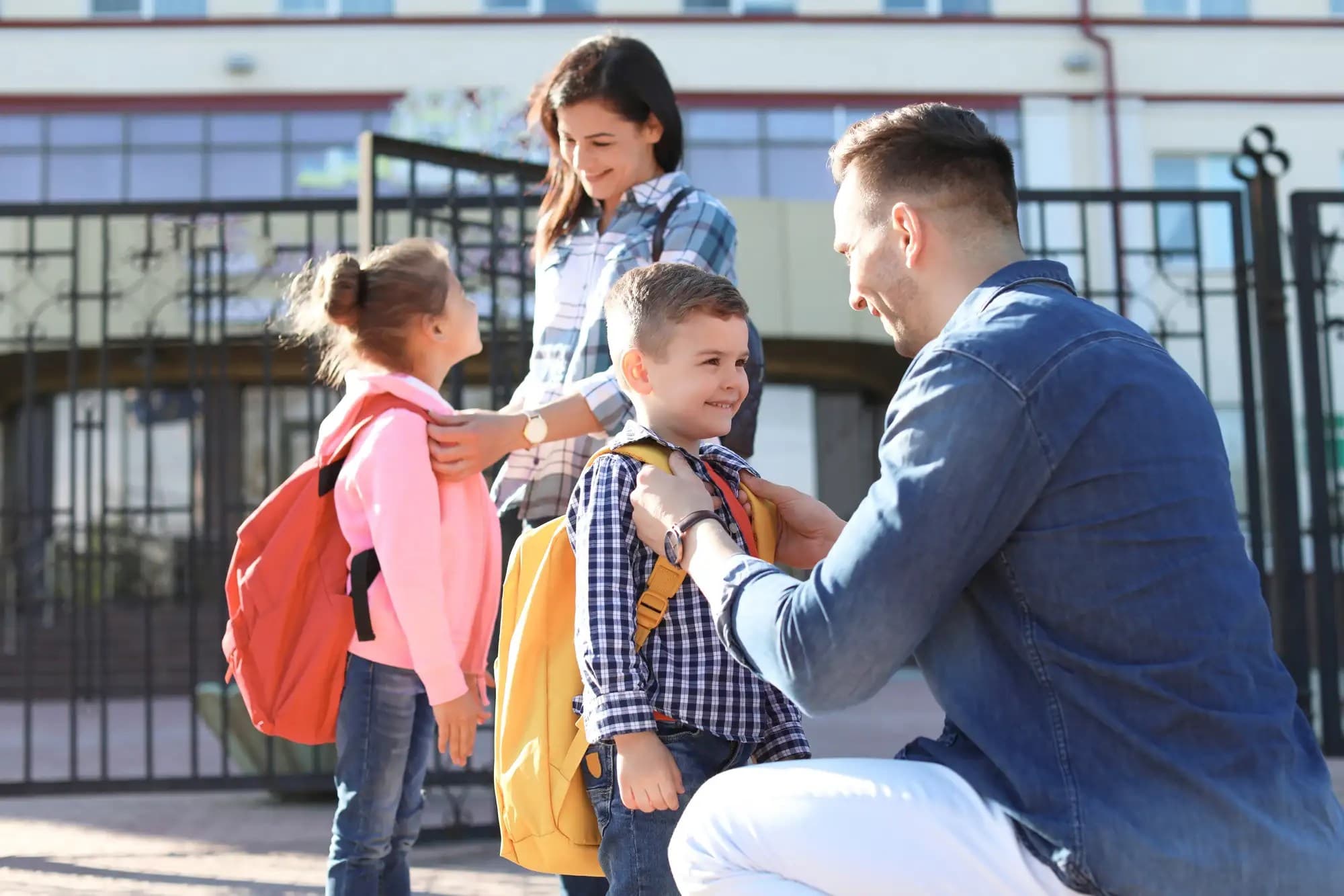 Children getting ready to go to school