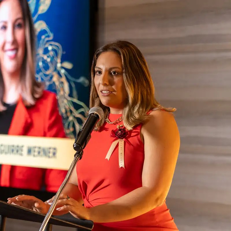 Felicia Werner speaking at the stage