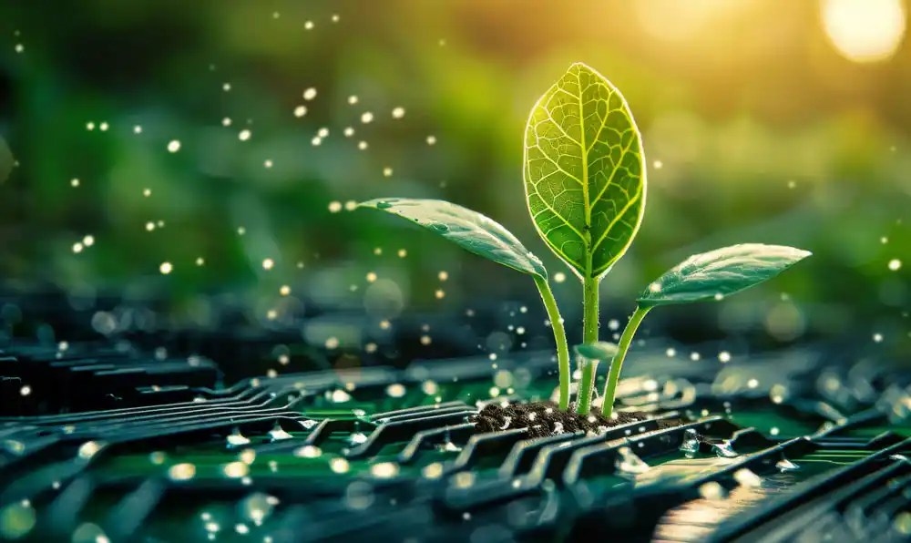 digitalized image of a plant and water splashes