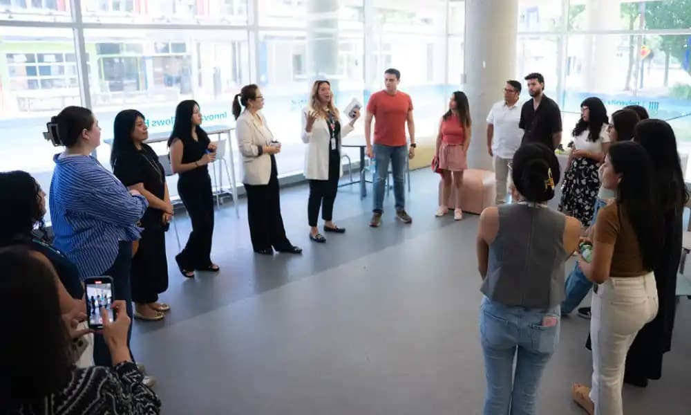 Student having a discussion