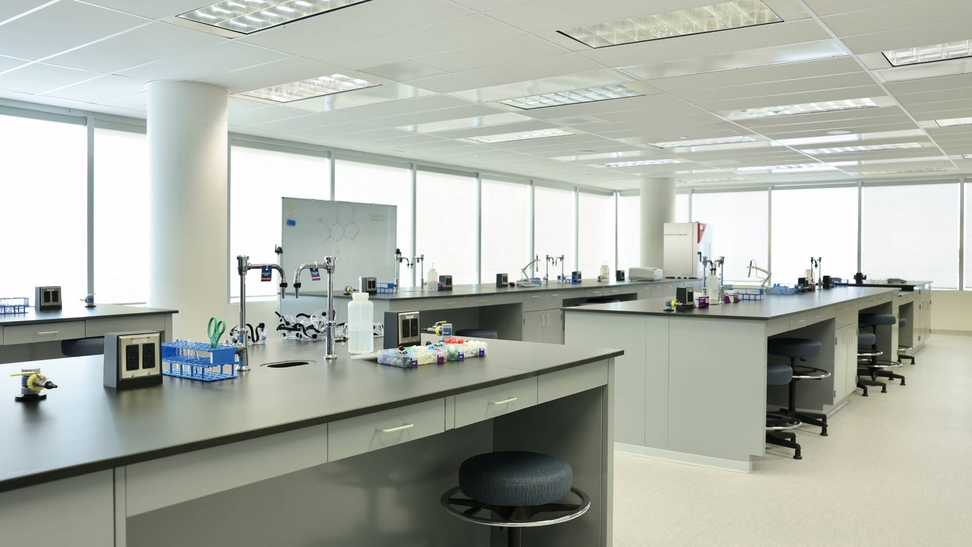 Spacious laboratory with workstations